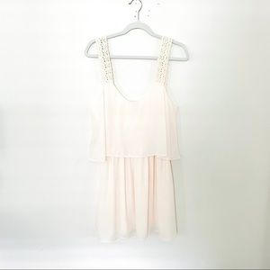 TOBI Ivory Cream Dress Tiered Crochet Straps L